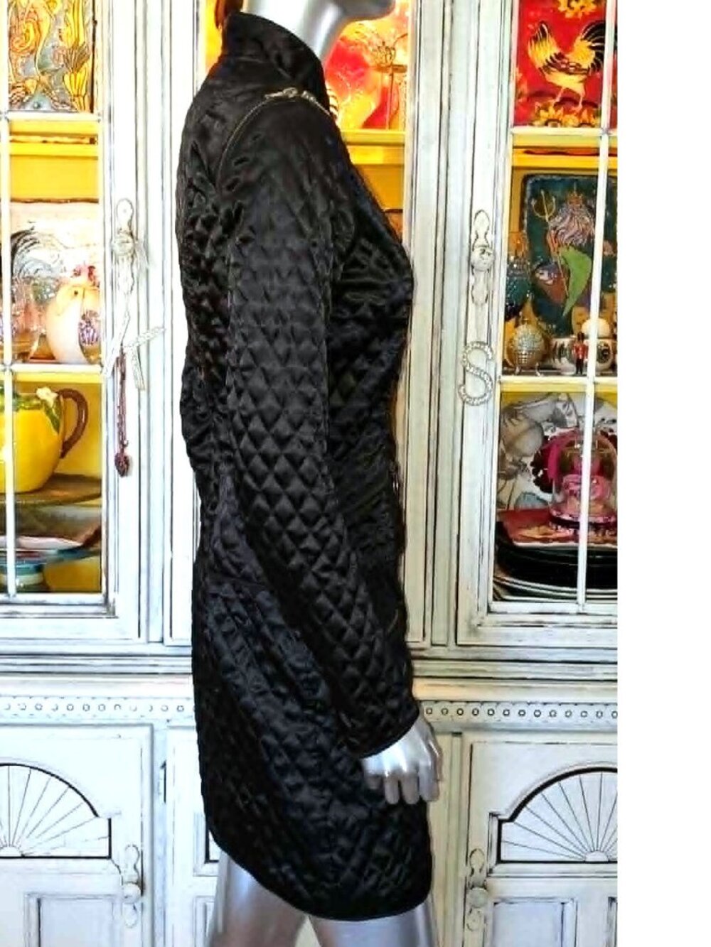 Vintage Betsey Johnson New York 90s Quilted Motorcycle Jacket / Vest Coat Skirt - Picture 5 of 16